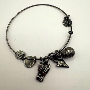 Alex and Ani Dragon Charm Expandable Bangle Bracelet Gunmetal Tone GOT